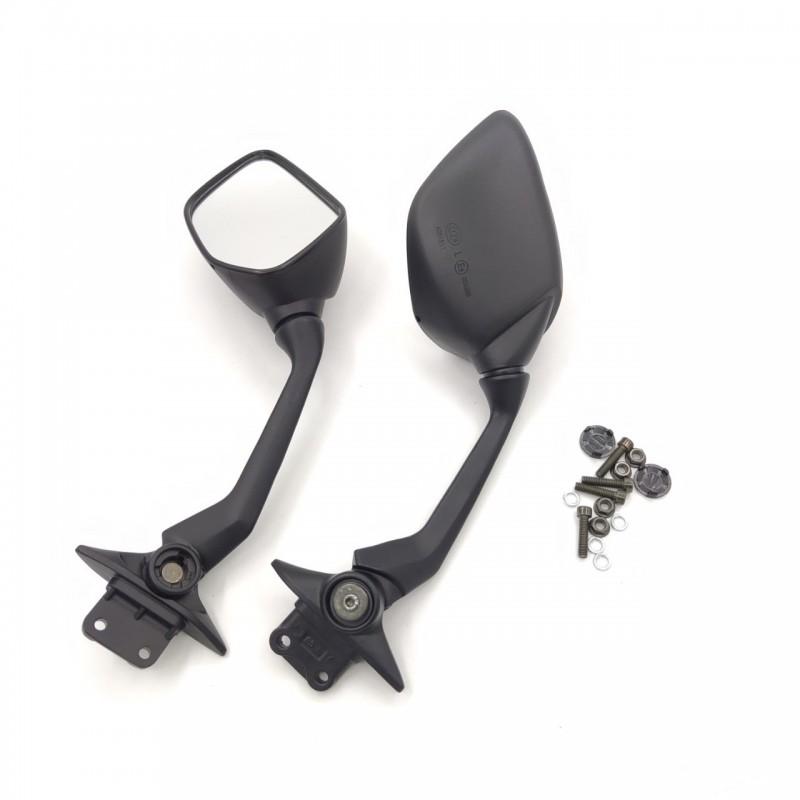 Universal Rearview Mirror Yamaha TMAX 560 530 Scooter - Black Carbon Fiber Style ABS Housing Aluminum Stem Convex Lens