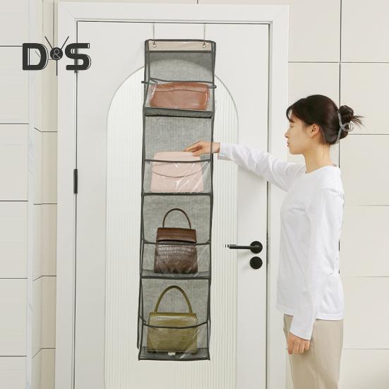 Storage Hanging Bag Organizer Strong Load-Bearing Large Capacity Simple Installation Multipurpose Storage Holder with Metal Hooks