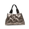 New Women's Hand-held Underarm Bag Simple Glossy Down Cotton Filled Tote Bag Large Capacity Oxford Cloth Shoulder Bag