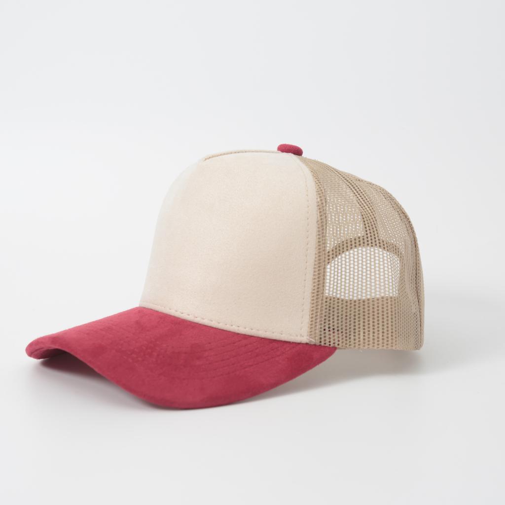 Casquette de baseball à cinq panneaux personnalisée en cuir, daim et mesh, couleurs assorties printemps-été, pour conducteur, respirante, style Trucker pour hommes