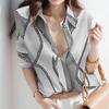 European-American Women's Printed Long-Sleeve Casual Shirt