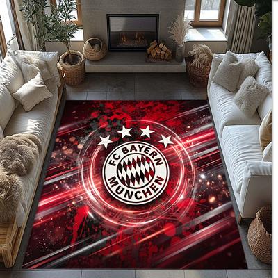 FC Bayern München Bedruckter Flanell Teppich rutschfest weich Polyester Boden Teppich Indoor Dekor Matte für Schlafzimmer Wohnzimmer Sofa Spielzimmer Heimdekoration