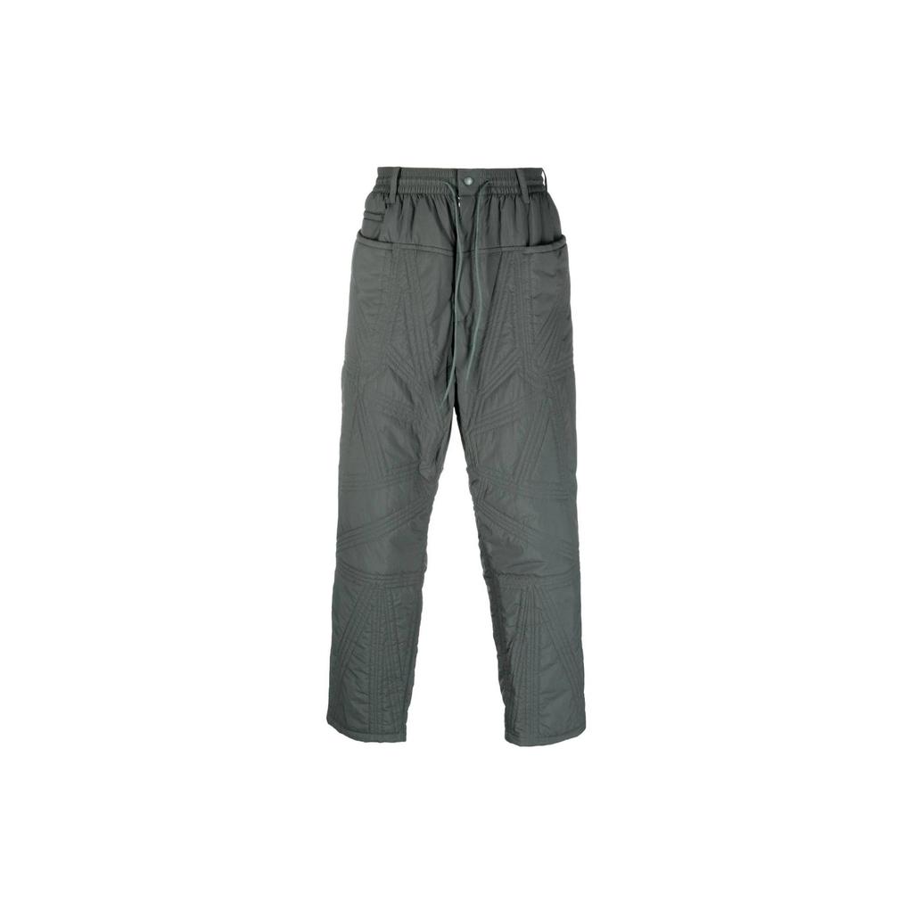 Y-3 Solid Color Mid-Rise Zippered Fitted Straight-Leg Casual Pants Men Bottoms Green IP7941