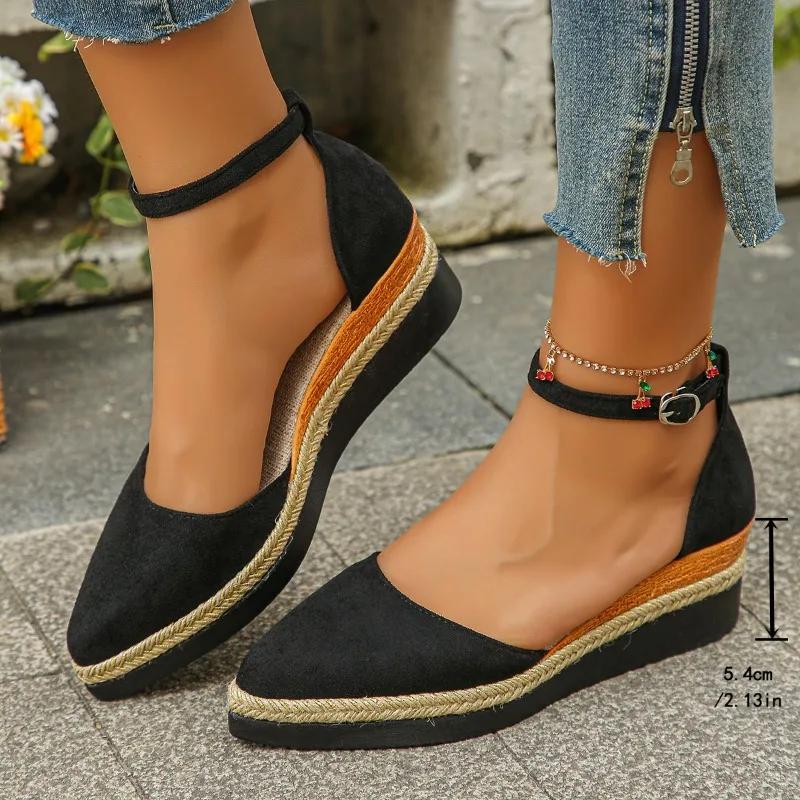 Fashion Women's Shoes Closed Toe Women's Sandals 2025 Hot Sale New Round Toe Casual Sandals Women High Quality Solid Wedge Single Shoes