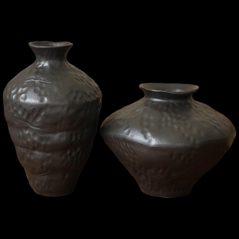Zen Black Ceramic Vase Set (Large A & B)