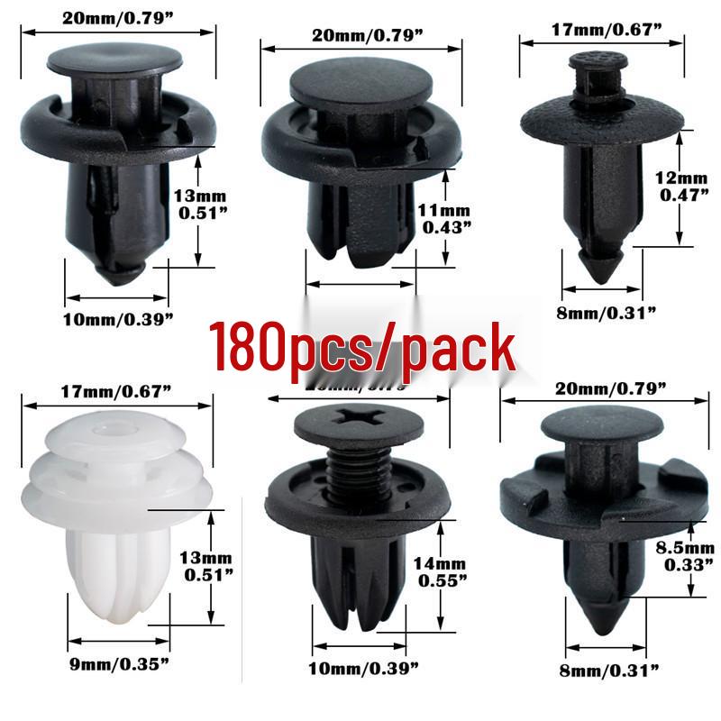 180-Piece Rivet Trim & Bumper Clips for Honda & Toyota