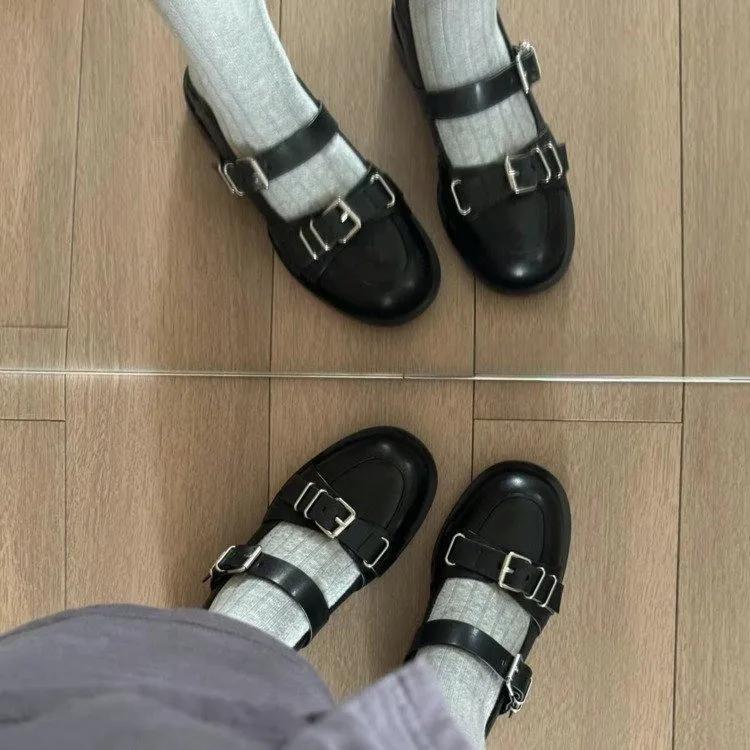2024 Осень Новые Женские Модные Туфли Мэри Джейн с пряжкой на платформе с мелким носком — фото 2