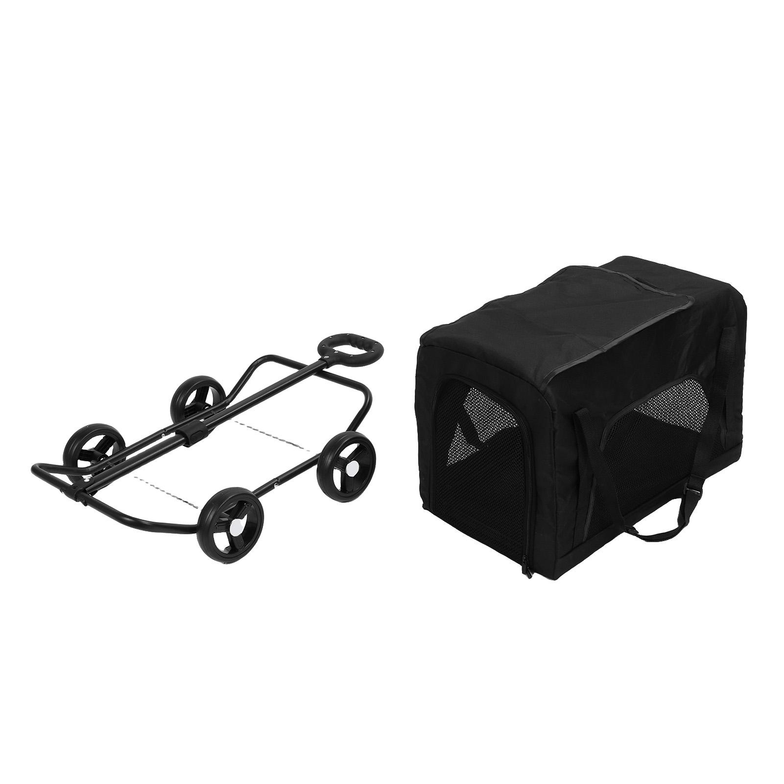 Dog Carrier with 4 Wheels Portable Rolling Cat Carrier Small Pet Stroller with Telescope Handle for Traveling Camping nero