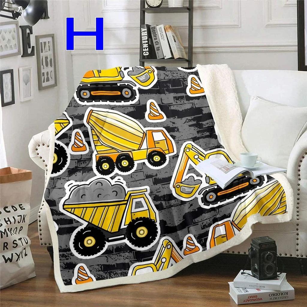Excavators Flannel Blanket Equipment Trucks Blanket Construction Tractor Throw Blanket