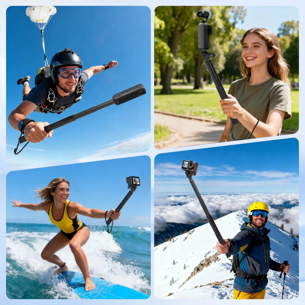 51Inch Selfie Stick for Insta360 X5 X4 Air Go Luna Ultra Aluminum Invisible for GoPro13/12 Mission for DJI Osmo Nano Action 6 5 4 Pocket 4 3 Accessori