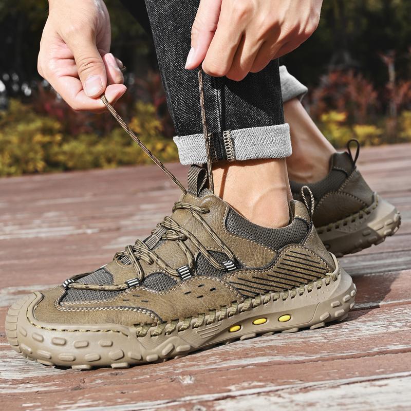 Retro Style Male Casual Shoes Handmade Fashion Sneakers Breathable Leisure Men's Treking Footwear Non-slip Hiking Shoes New Trainers