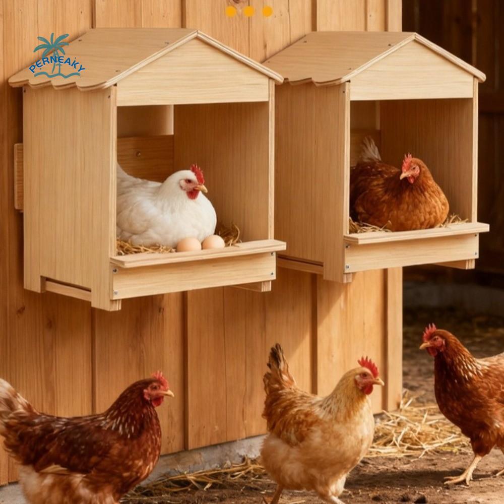 Wall Mounted Wooden Chicken Nest Box House Shape Detachable Chicken Coop Stable Large Capacity Poultry House