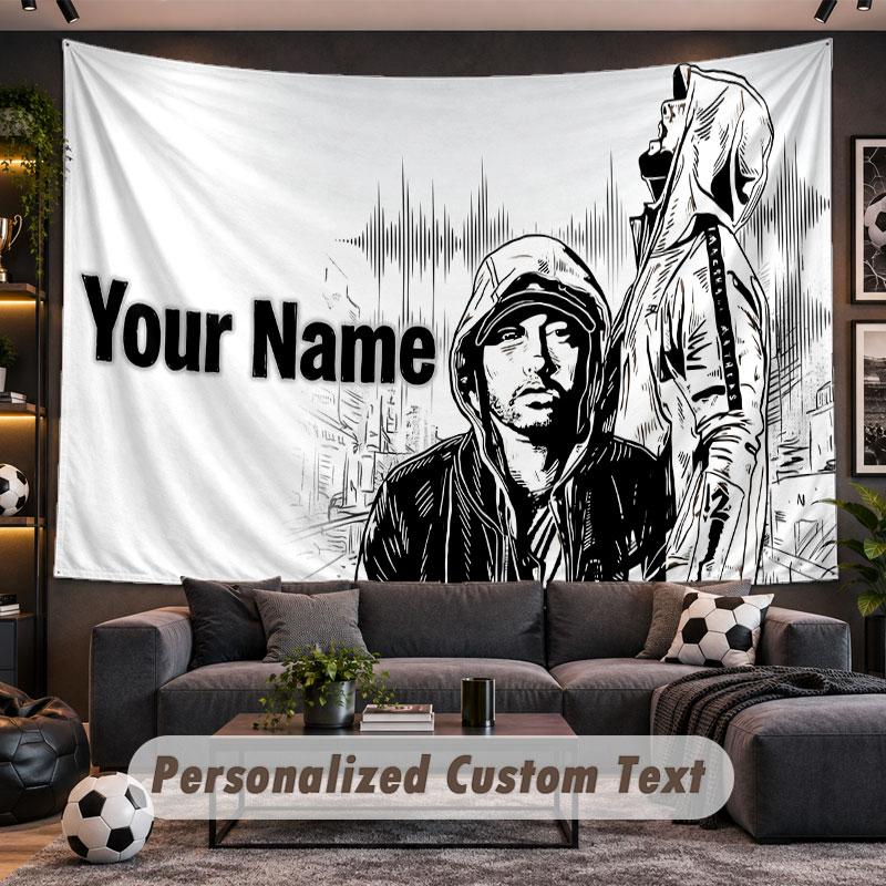 Wall Hanging Tapestry Custom NameEminem Pattern Personalized Printed Fabric Wall Decor