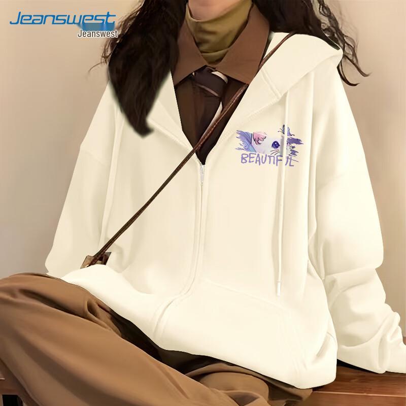 JEANSWEST Women's Butterfly Cat Print Oversized Hooded Sweatshirt