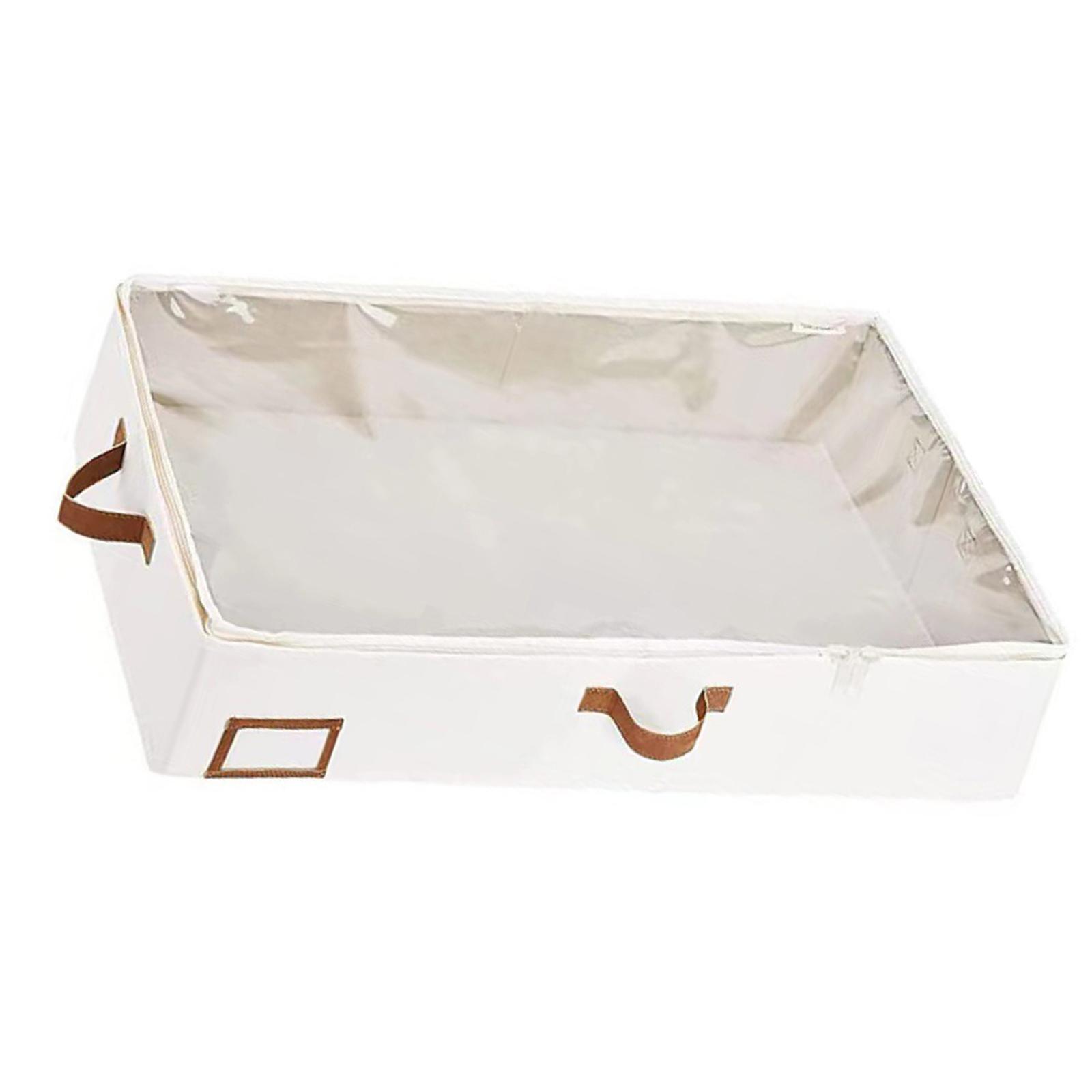 

Foldable Under Bed Storage Box for Clothing and Bedding Clothes Organizer with Front and Side Handle and Label Holder