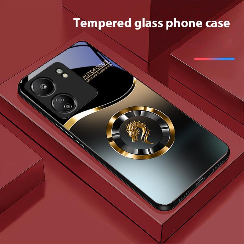 Verlauf Kreis Drache Für Xiaomi Redmi 13C Note13 12 Pro Plus 5G Note 9 13T Pro POCO X6 F5 F6 Schwarz Gehärtetes Glas Handyhülle