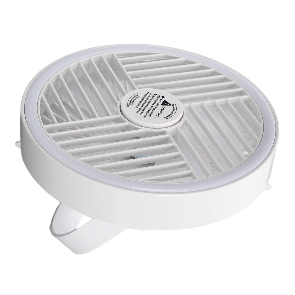 Camping Fan White 3 Speed USB Rechargeable Hanging Desk Fan with Stepless Dimmable Light for Tent Car Tree Branch