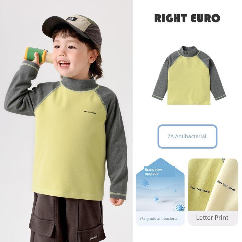 Boys' Mountain Series Color-Blocking Seamless Half-High Collar Base Layer Shirt, Autumn and Winter 2025 New Children's Antibacterial Thermal Underwear