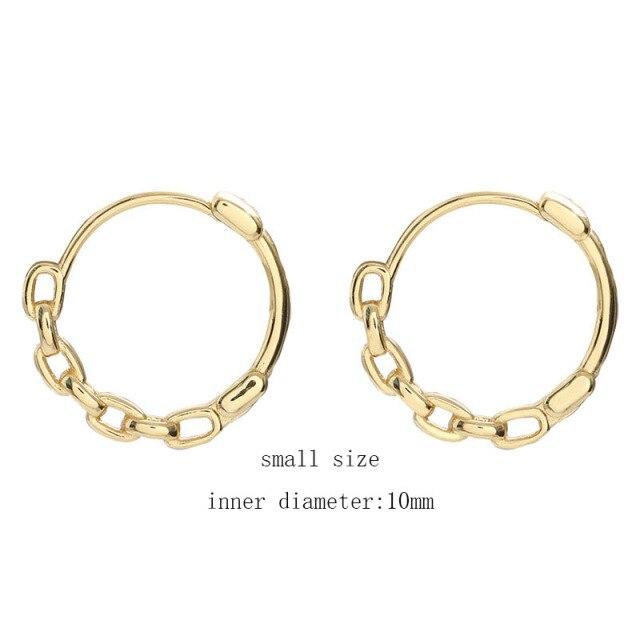 925 Sterling Silber Gliederketten Creolen für Damen Herren Punk Ohrringe Geometrischer Feinschmuck Geschenke