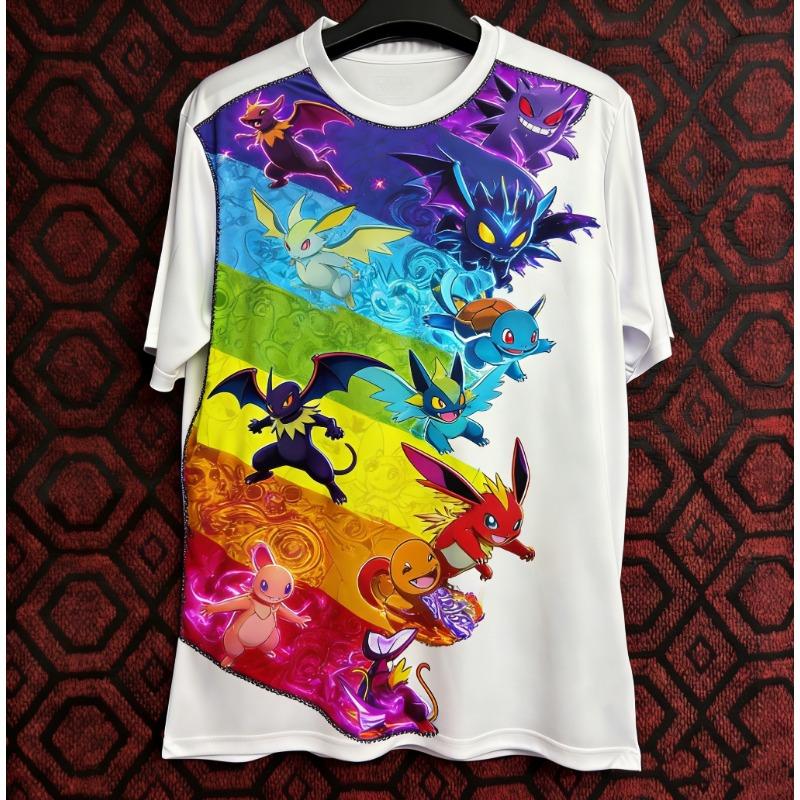 2026 Summer Pokemon 3D Quick-Drying T-shirt with Cartoon and Anime Prints, Casual Sports Short-sleeved Breathable Sportswear