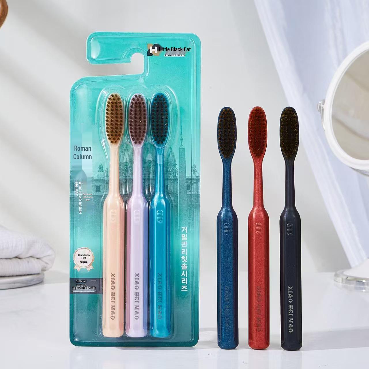 Adult Soft Bristle Extended Head Toothbrush 3-Pack - High-Grade, Wide Design for Superior Cleaning