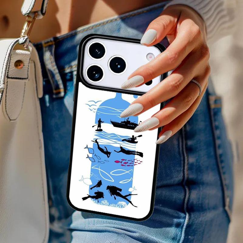 Diver Diving Phone Case For iPhone 17 Air 14 15 13 12 Max Cover For Apple 14 15 16 16e 11 Pro Max Plus