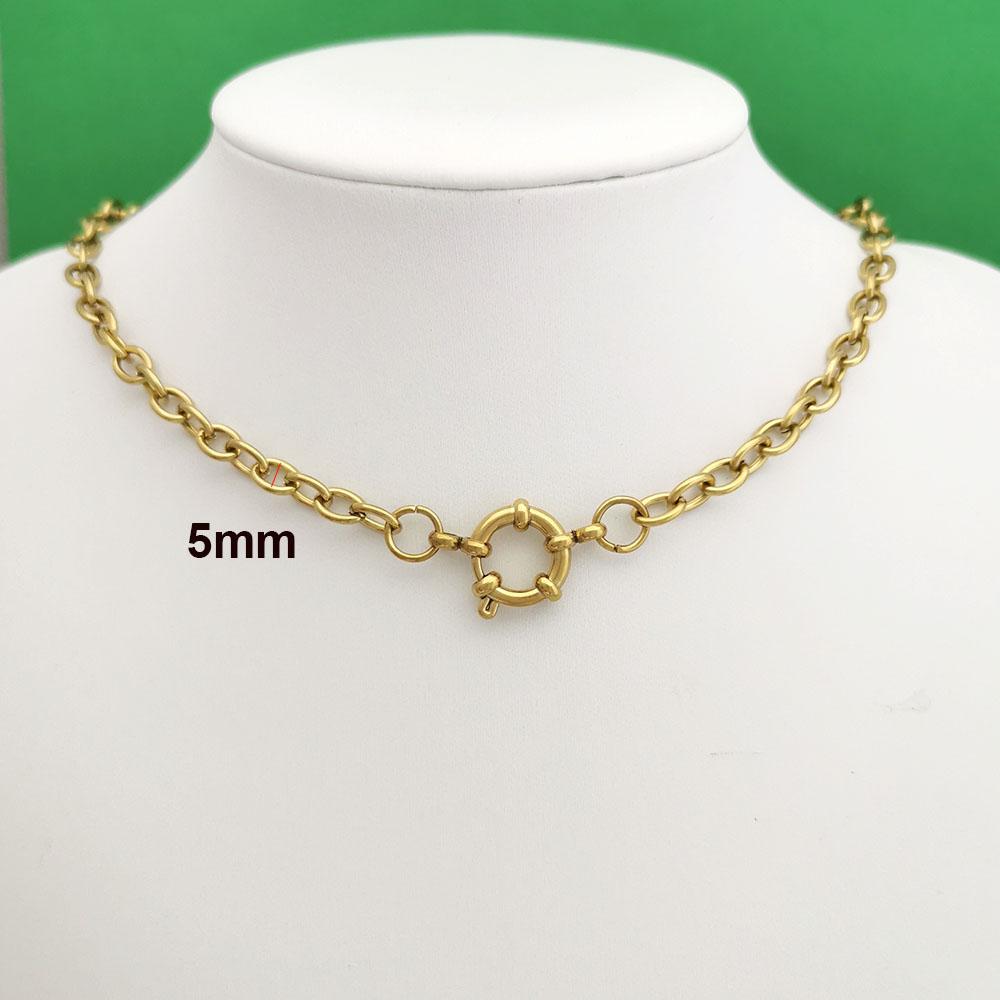 Segler Federverschluss Halskette Damen Herren Choker Edelstahl Geometrisches Glied Gedrehte Kette Rolo PVD Gold Silber
