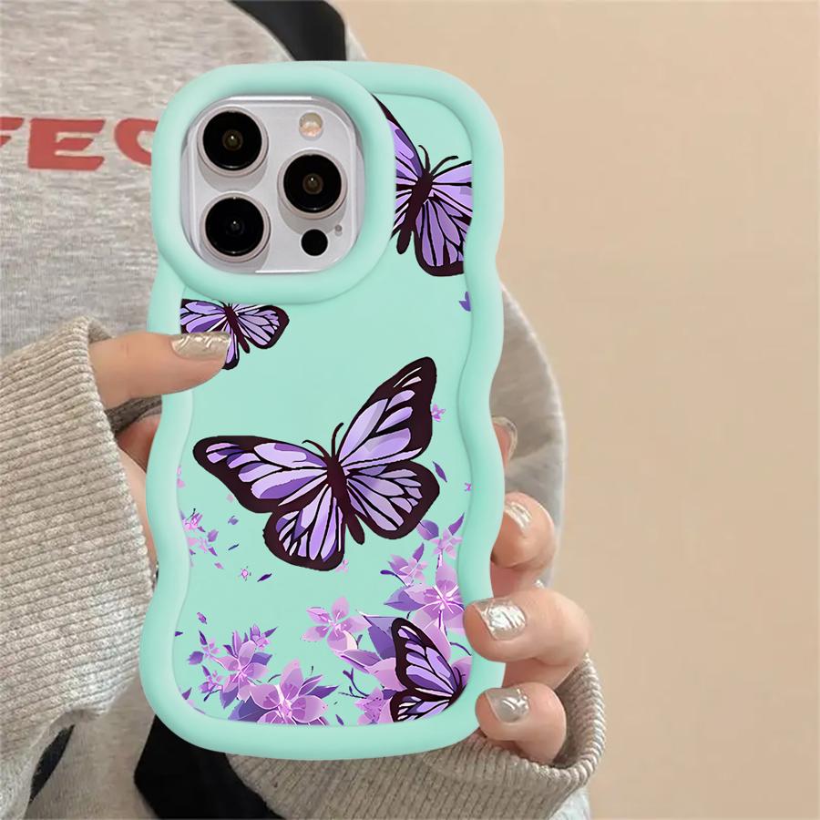Soft Phone Cover Case for iPhone 11 13 16 Pro Max 14 17 Air XR 12 15 Plus 8 INS Retro Butterfly