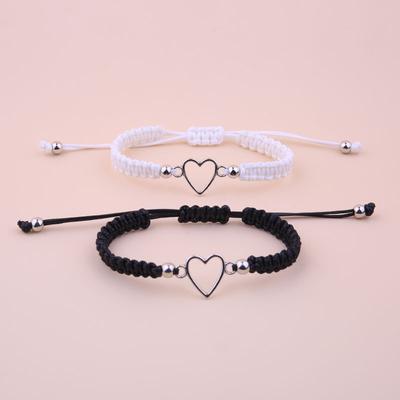 2Pcs Love Heart Couple Bracelet For Lover Women Men Hand Crafted Adjustable Rope Friends Relationship Matching Bracelets Jewelry