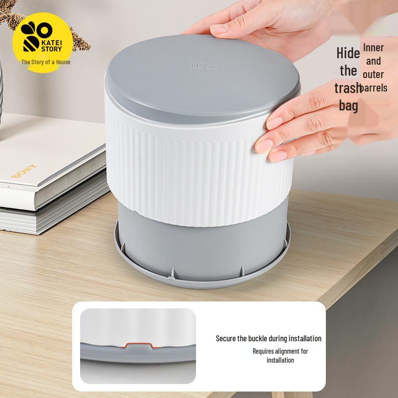Home Story Mini Desktop Trash Can with Lid for Bedroom or Dining Table