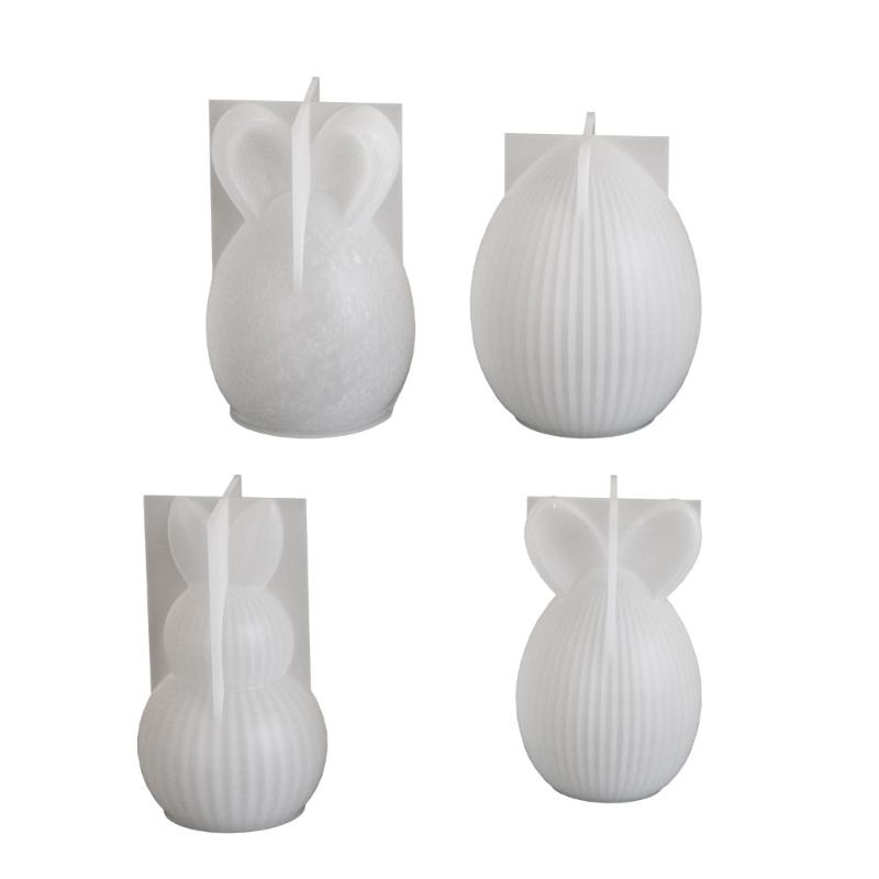 

4Pcs Striped Easter Rabbit Eggs Shape Silicone Molds Heat Resistant for Resin Casting Making Candle Soap Home Decoration 1
