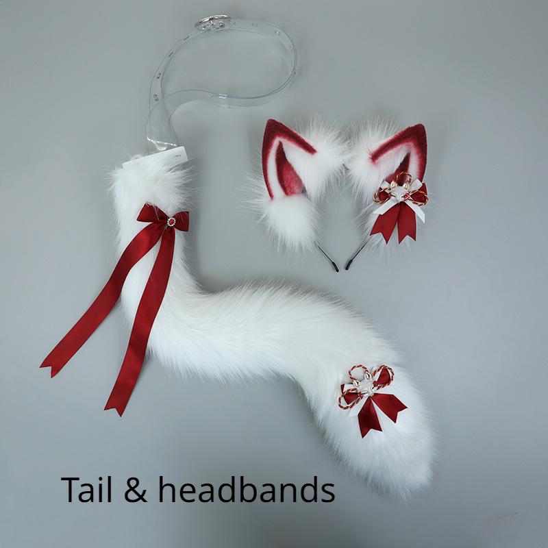 

Хэллоуин плюшевый шакал кошачьи уши и хвост косплей Лолита повязка на голову лиса шакал кошачий хвост уши животных головной убор кавайные аксессуары One Size