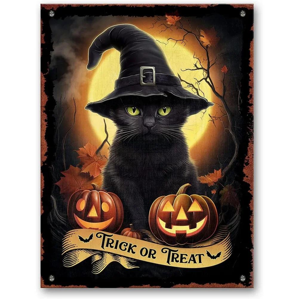 Happy Halloween Plaque Metal Tin Signs Wall Decoration Vintage Art Posters Iron Painting for Man Cave Home Cafe Garden Club Bar