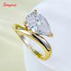 Smyoue 1.5CT 3CT Pear Cut Moissanite Solitaire Rings for Women Wedding Luxury 925 Solid Silver Womans Ring Lab Diamond Jewelry