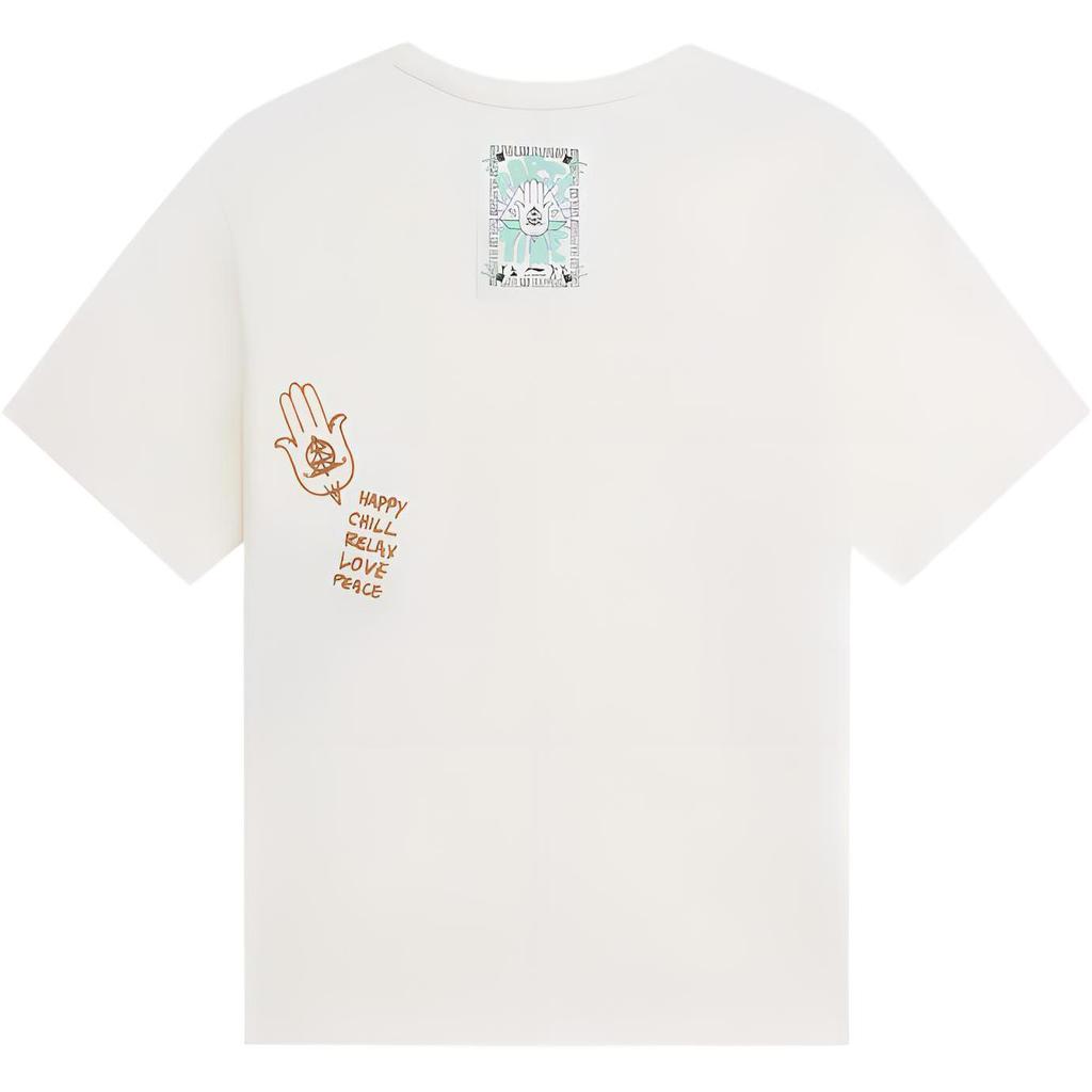 Li Ning Fun Print Round Neck Loose Short Sleeve T-Shirt Women Tops Off-White AHSSB06-4