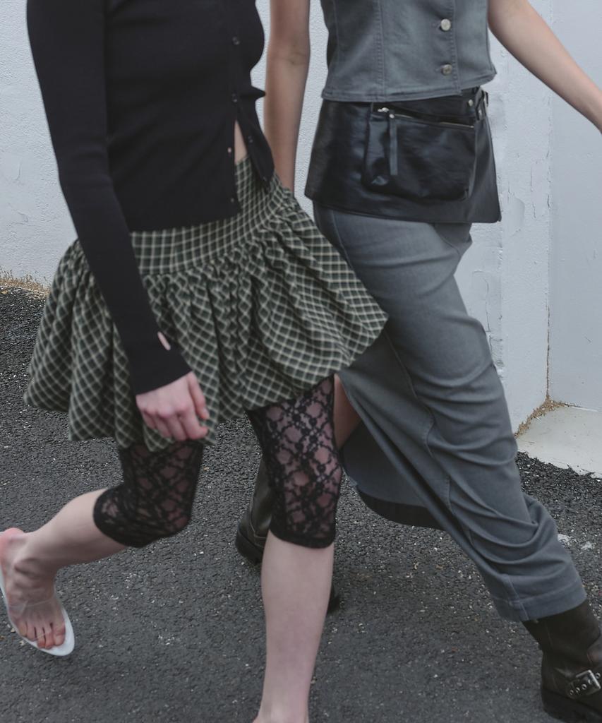 Aobteu Balloon Mini Skirt - Green Check