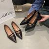 Women European Style 3cm Low Heels Pumps Lady Plus Size 34-40 Grip Pattern Retro Temperament One Character Strip Heels Bow Shoes