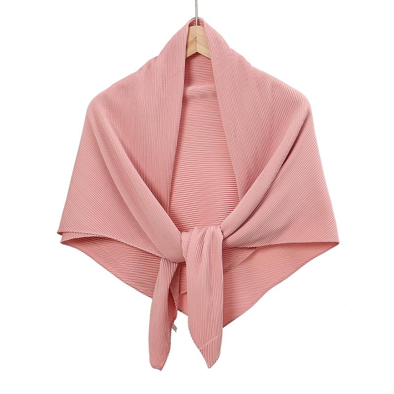 Maldives  Muslim Pleated Square Scarf Matt Silk Plain Hijab Women Crinkle Satin Headscarf Premium Soft Wrinkle Scarves