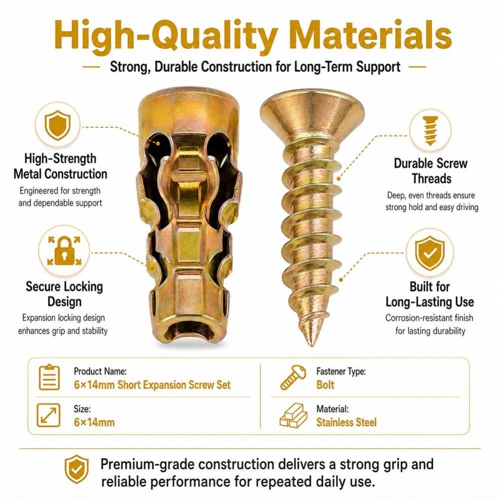 Short Self Tapping Screw 6×14mm Expansion Anchor New Expansion Screw  Wall Drilling