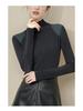 Cotton Cocoon Off-Shoulder Half-High Neck Slim Long-Sleeve Top for Women - 2026 Spring/Autumn Collection