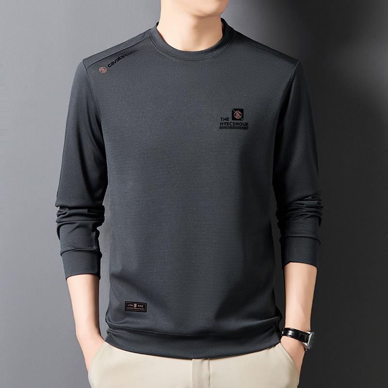 Men's Casual Round Neck Long Sleeve Hoodie - Spring/Autumn T-shirt Top