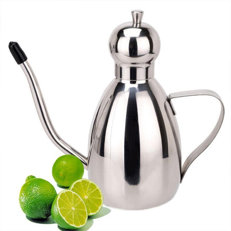 304 Stainless Steel Oil Can Drum Type Leakproof Seasoning Container with Cap Kitchen Storage Pot for Soy Sauce Cooking Tool