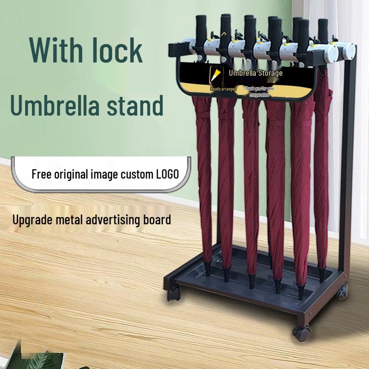 Большая емкость, коммерческая стойка для зонтов с замком для вестибюля, стеллаж для хранения 12 зонтов 6 Head Regular Lock 2.5CM
