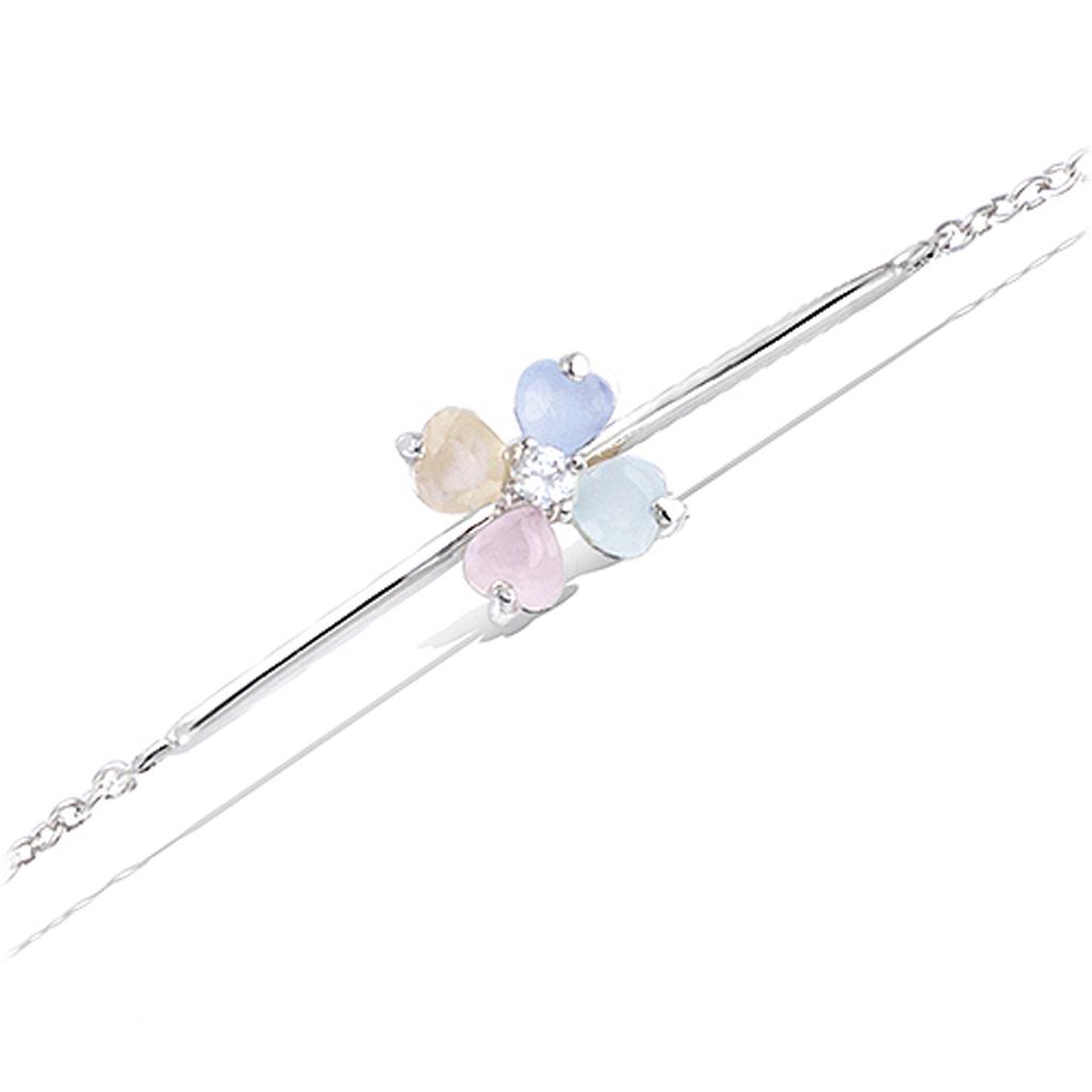 Les Trésors De Lily [Q1075] - Silver Bracelet 'Crystal Flowers' Tutti Frutti Pastel (rhodium Plated) - 9x9 Mm