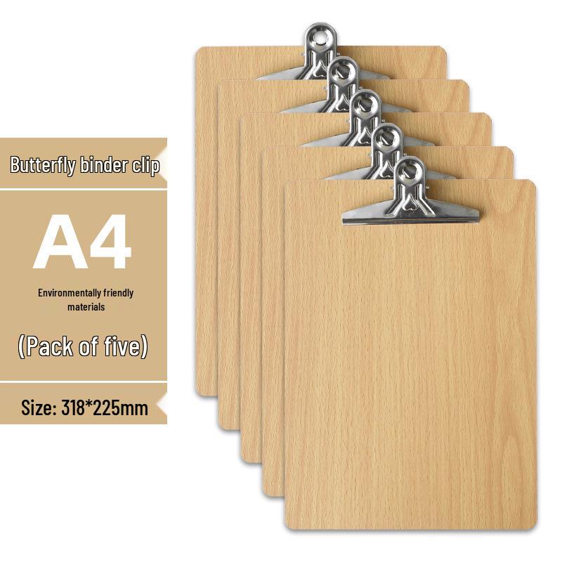 Set di 5 Cartelline A4 con Portapenne, Blocco da Scrittura A5, Cartellina in Legno A3 e Porta Menu