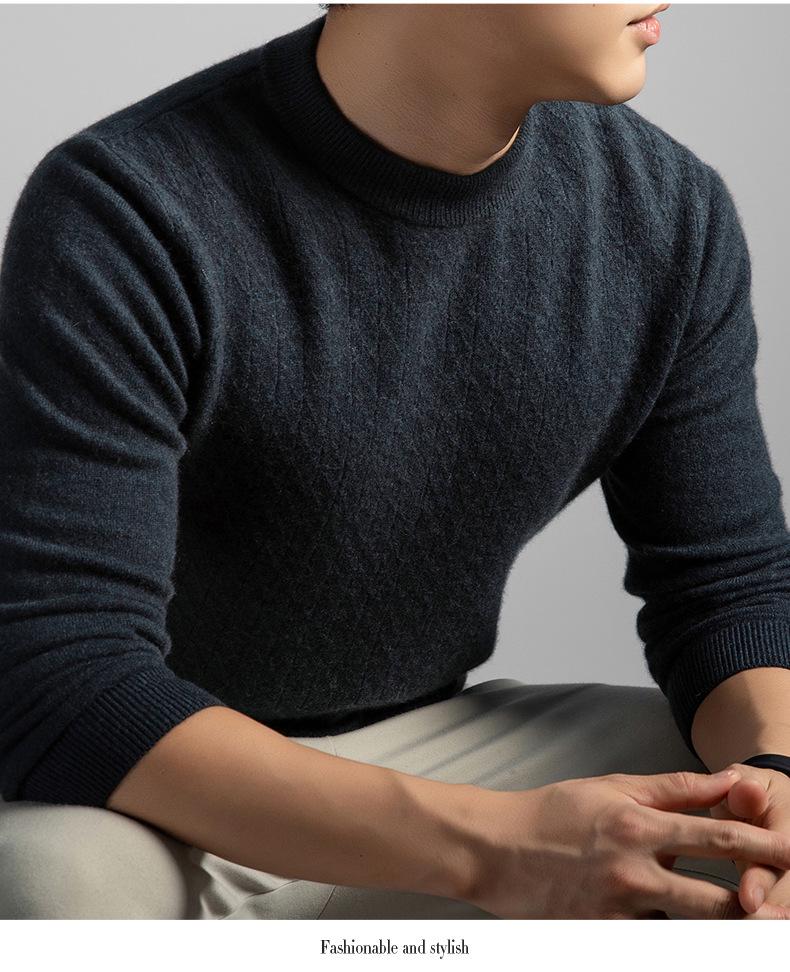 Men's Winter Cashmere Sweater: Fashionable, Warm, Casual Round Neck for All Ages