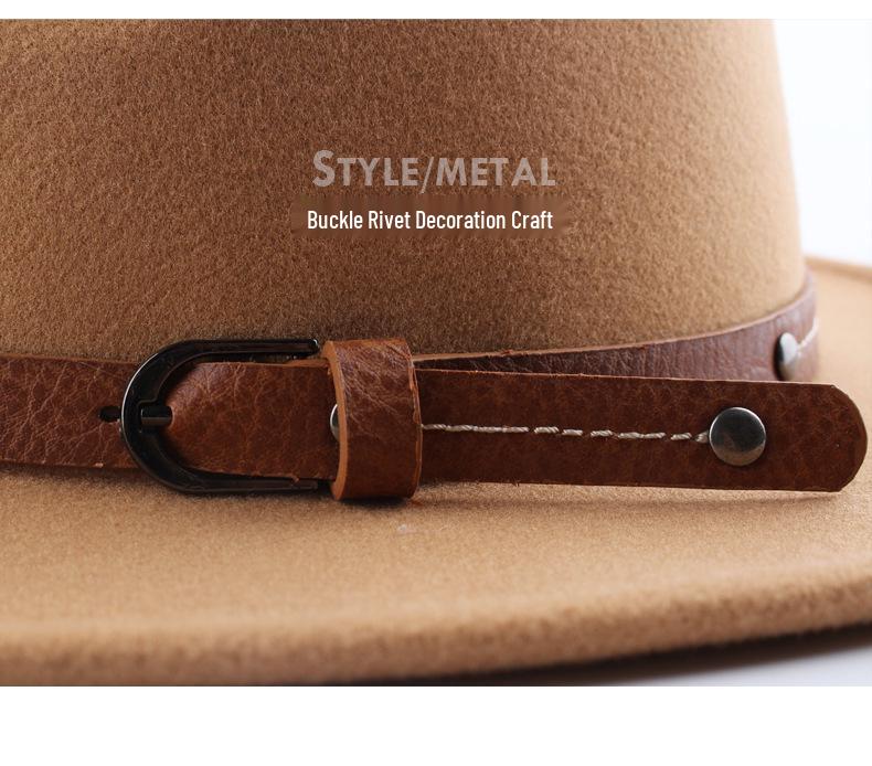 Unisex British Wool Felt Flat-Top Fedora Hat for Autumn/Winter