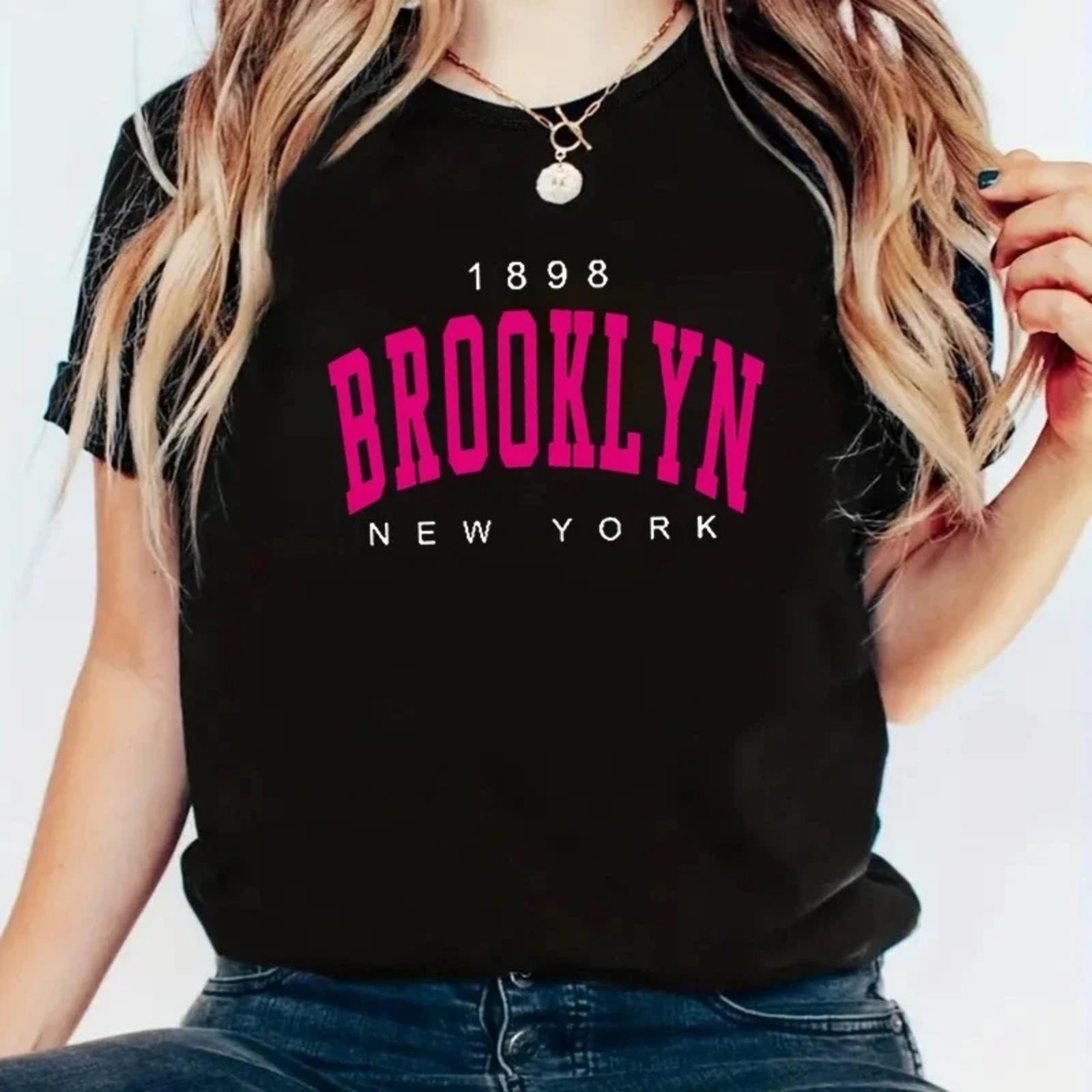 

2025 New Summer Women T Shirt 1898 Brooklyn New York Print Short Sleeve T-Shirts Casual Streetwear Hip Hop Y2k Clothes Tops XXXXXL різнокольоровий