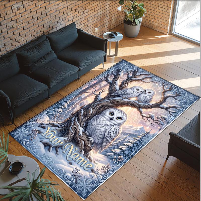 Birds Theme Crystal Velvet Floor Rug Personalized Custom Name Text Warm Carpet Home Decoration