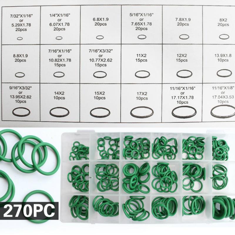 270 Pcs Air Conditioning HNBR O Rings Car Auto Repair Tools Rubber Car Air Conditioner Refrigerant Ring Sets Car